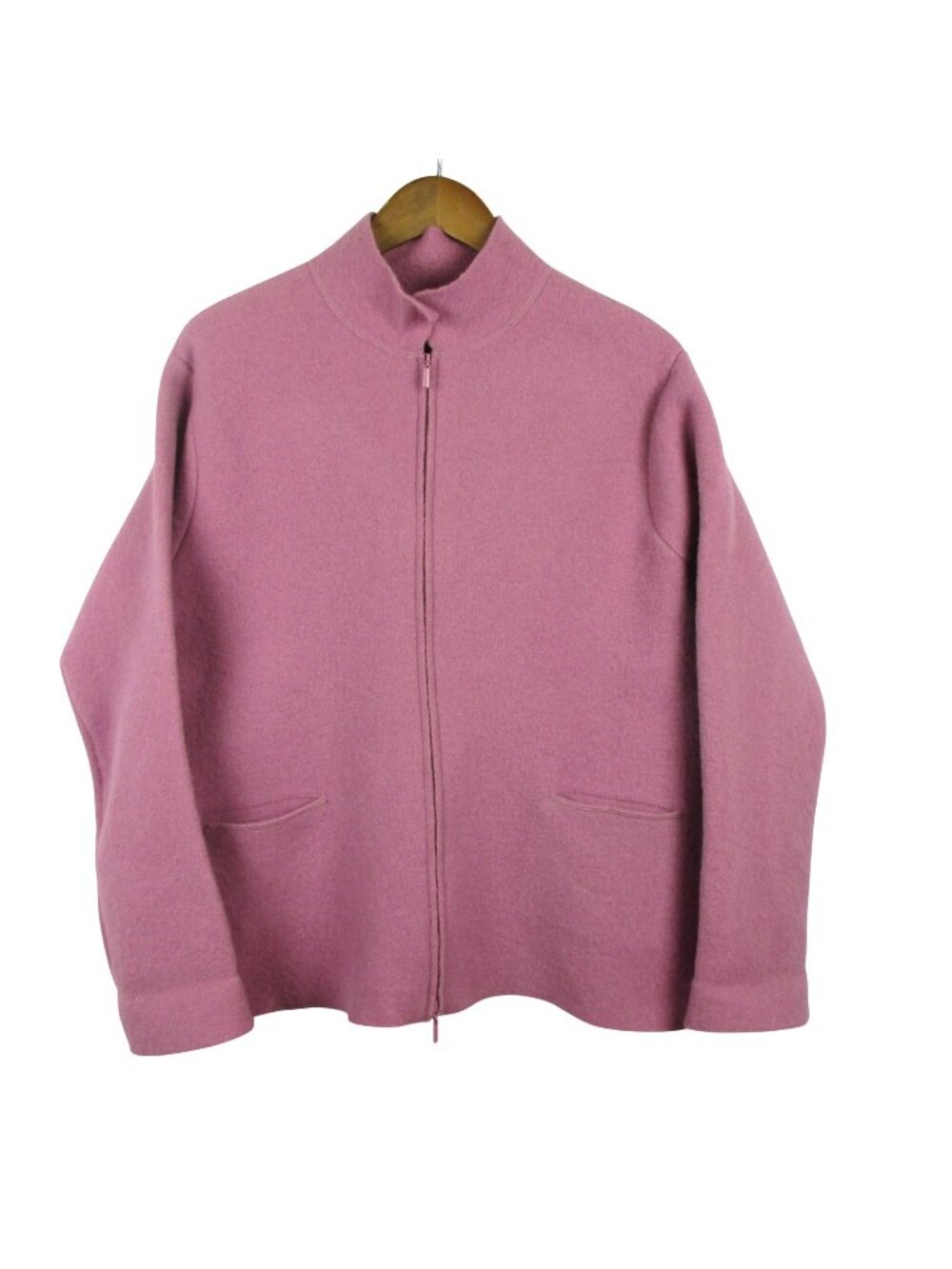 Eileen Fisher Wool Zip Front Jacket Lilac Large Women’s Minimalist Sustainable